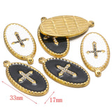 5pcs Stainless Steel Oval Crosses Pendant DIY Necklace Bracelet Charms