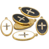 5pcs Stainless Steel Oval Crosses Pendant DIY Necklace Bracelet Charms