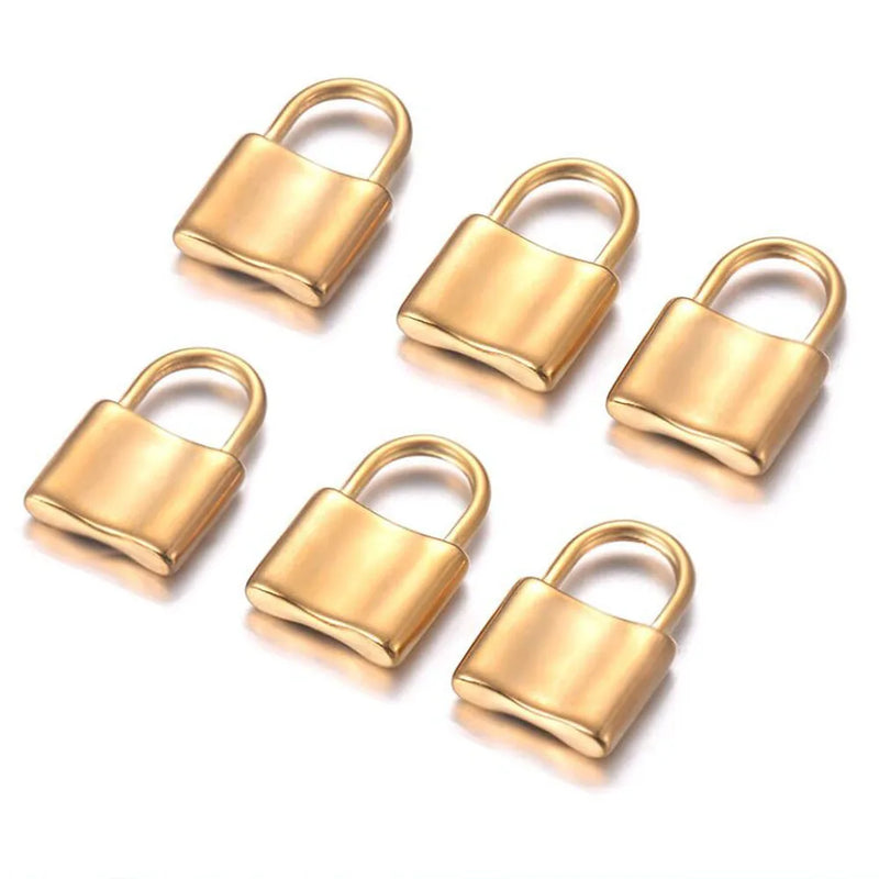 5pcs/Lot Stainless Steel Padlock Pendant Lock Charms 15X22mm