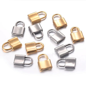 5pcs/Lot Stainless Steel Padlock Pendant Lock Charms 15X22mm