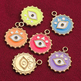 5pcs Stainless Steel Round Eye Charm Pendants DIY Jewelry Making Findings