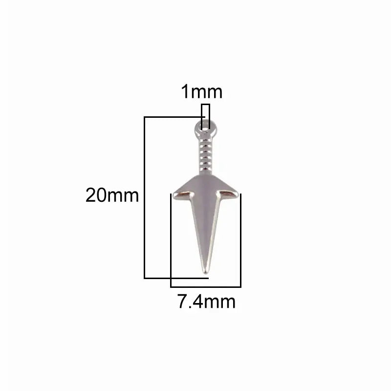 5pcs Stainless Steel Sword Charms for DIY Jewelry Making