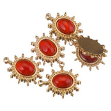 5pcs Stainless Steel Oval Charms Pendants Natural Stone Plated
