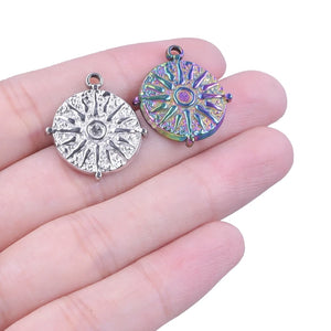 5pcs/Lot Sun Stars Embossed Plaque Rainbow Charm Pendant for DIY Jewelry Making
