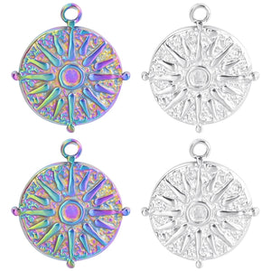 5pcs/Lot Sun Stars Embossed Plaque Rainbow Charm Pendant for DIY Jewelry Making