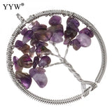 5pcs Natural Stone Tree Of Life Pendants 7 Chakra Reiki Pendant