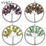 5pcs Natural Stone Tree Of Life Pendants 7 Chakra Reiki Pendant