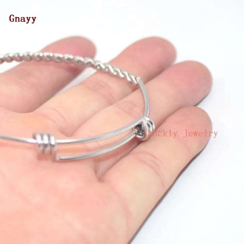 5pcs Lot Adjustable Stainless Steel Bracelet Bangle Cuff Double Hoop