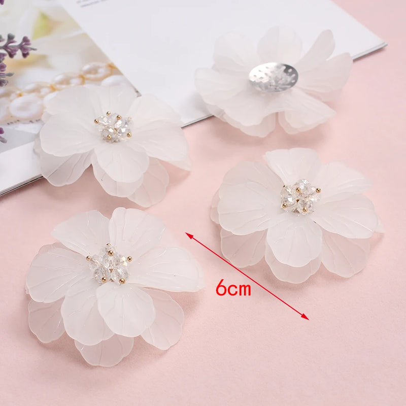 5pcs Big Acrylic Scrub Rhinestone Wrist Flowers Spring Colors