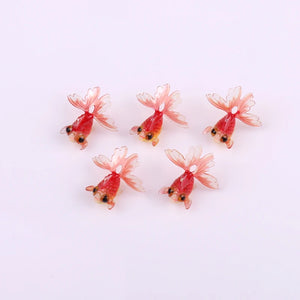 5pcs Resin Goldfish Charms Pendant for Earring Necklace Keychain
