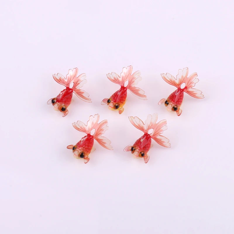 5pcs Resin Goldfish Charms Pendant for Earring Necklace Keychain