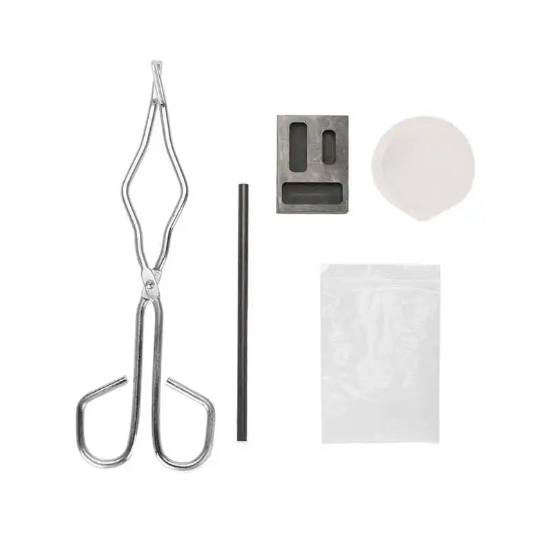 5pcs Melting Kit Silica Crucible Graphite Rod Ingot Mold Borax Tong
