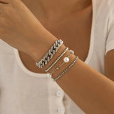5pcs Multilayer Vintage Punk Metal Chain Bracelets
