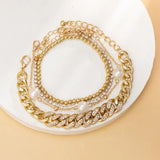 5pcs Multilayer Vintage Punk Metal Chain Bracelets