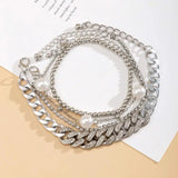 5pcs Multilayer Vintage Punk Metal Chain Bracelets
