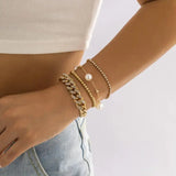 5pcs Multilayer Vintage Punk Metal Chain Bracelets