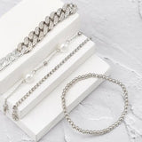 5pcs Multilayer Vintage Punk Metal Chain Bracelets