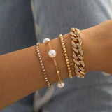 5pcs Multilayer Vintage Punk Metal Chain Bracelets