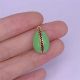 5pcs Shell Shape Metal Brass Enamel Charms 12x20mm DIY Accessories