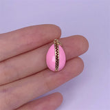 5pcs Shell Shape Metal Brass Enamel Charms 12x20mm DIY Accessories