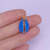 5pcs Shell Shape Metal Brass Enamel Charms 12x20mm DIY Accessories