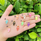 5pcs Brass Plated Hand Pendant Charms 10x20mm Enamel Necklace Decorations