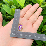5pcs Brass Plated Hand Pendant Charms 10x20mm Enamel Necklace Decorations