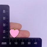 5pcs Metal Brass Plated Heart Enamel Pendant Charms 14x15mm Necklace Decor