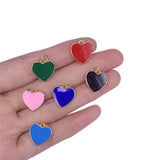 5pcs Metal Brass Plated Heart Enamel Pendant Charms 14x15mm Necklace Decor
