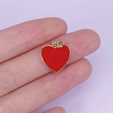 5pcs Metal Brass Plated Heart Enamel Pendant Charms 14x15mm Necklace Decor