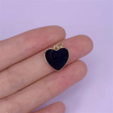 5pcs Metal Brass Plated Heart Enamel Pendant Charms 14x15mm Necklace Decor