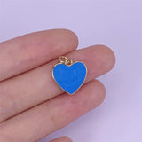 5pcs Metal Brass Plated Heart Enamel Pendant Charms 14x15mm Necklace Decor