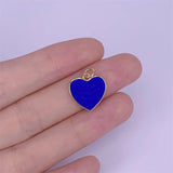 5pcs Metal Brass Plated Heart Enamel Pendant Charms 14x15mm Necklace Decor