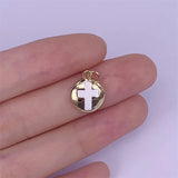 5pcs Brass Plated Round Pendant Charms 10x12mm for Necklace Bracelet Decor