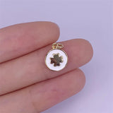 5pcs Brass Plated Round Pendant Charms 10x12mm for Necklace Bracelet Decor