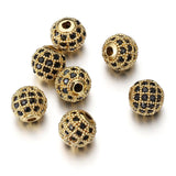 5pcs CZ Micro Pave Brass Round Spacer Beads for DIY Jewelry