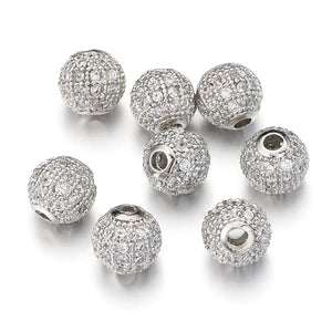 5pcs CZ Micro Pave Brass Round Spacer Beads for DIY Jewelry