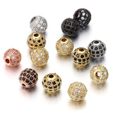 5pcs CZ Micro Pave Brass Round Spacer Beads for DIY Jewelry
