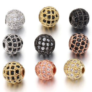 5pcs CZ Micro Pave Brass Round Spacer Beads for DIY Jewelry