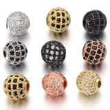 5pcs CZ Micro Pave Brass Round Spacer Beads for DIY Jewelry