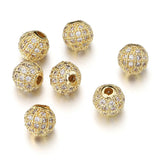 5pcs CZ Micro Pave Brass Round Spacer Beads for DIY Jewelry
