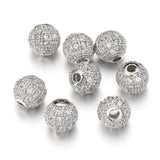 5pcs CZ Micro Pave Brass Round Spacer Beads for DIY Jewelry