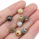 5pcs CZ Micro Pave Brass Round Spacer Beads for DIY Jewelry