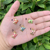 5pcs Metal Candy Pendant Charms 10x10mm Brass Plated DIY Necklace Decor