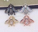 5pcs Copper Cubic Zirconia Bee Pendant Beads for Jewelry Making