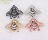 5pcs Metal Copper CZ Bee Pendant for Jewelry Making