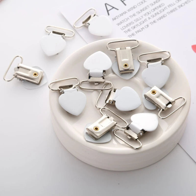 5pcs Metal Peach Heart Suspender Braces Clips Holder