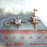 Micro CZ Pave Star Pendant Rose & Silver Charm Romantic Style Gift