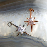 Micro CZ Pave Star Pendant Rose & Silver Charm Romantic Style Gift