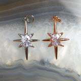 Micro CZ Pave Star Pendant Rose & Silver Charm Romantic Style Gift